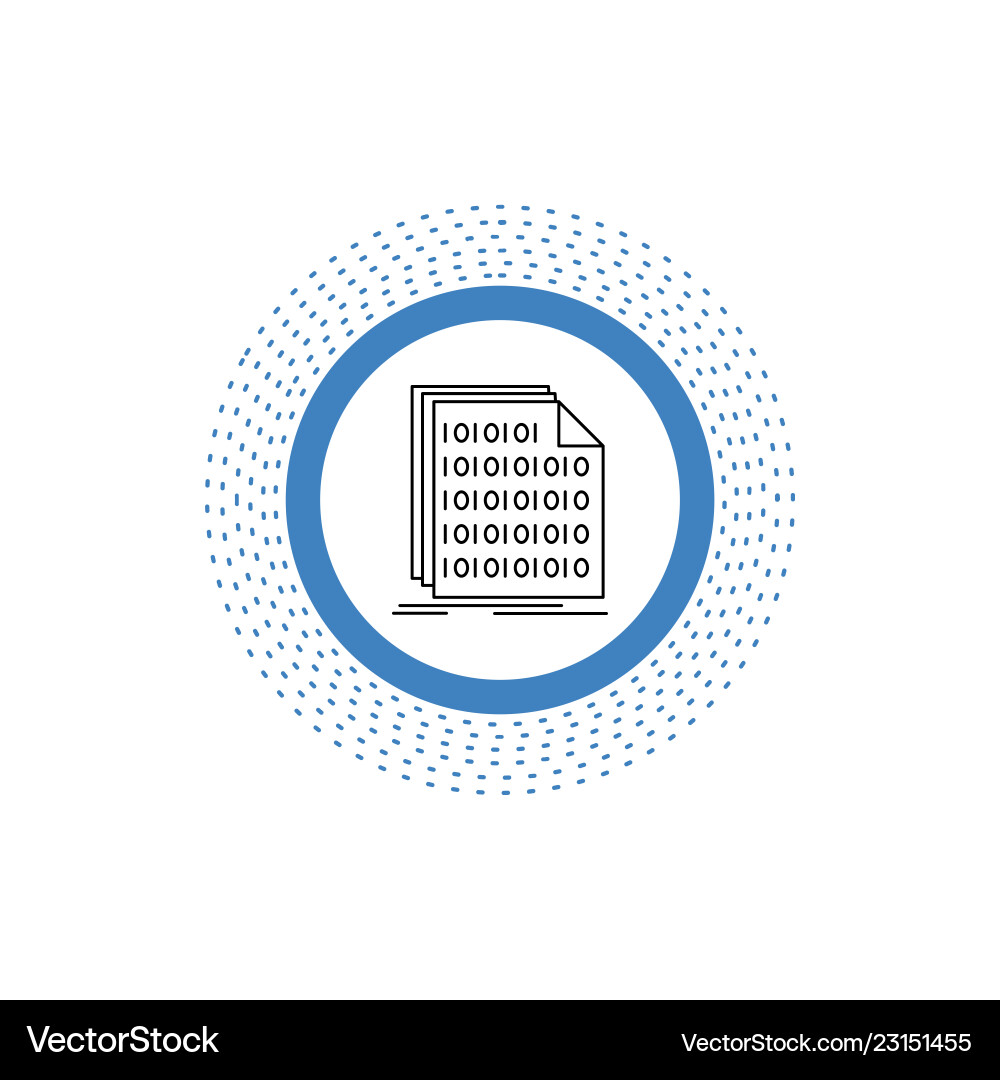 Binary code coding data document line icon Binary code coding data document line icon vector image