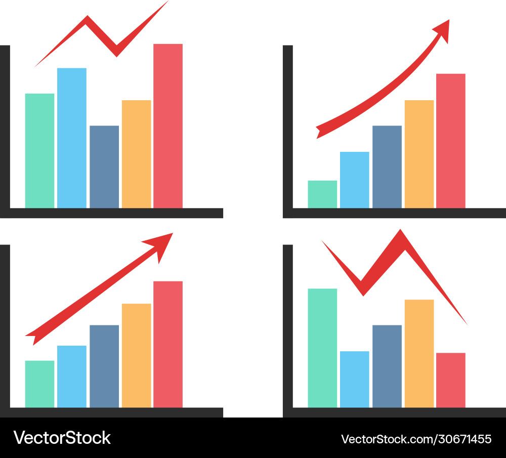 Color graph chart icons set Color graph chart icons set vector image