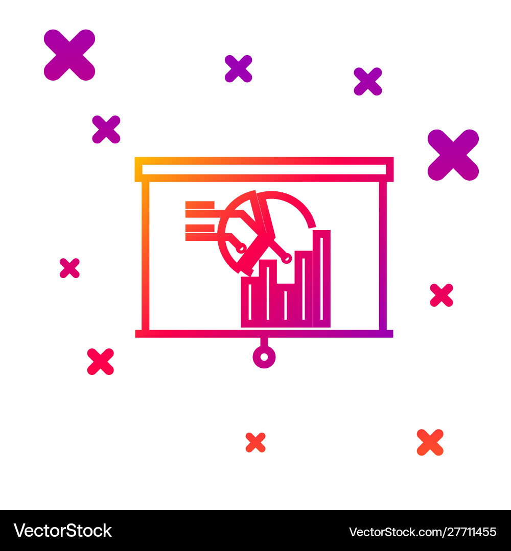 Color line board with graph chart icon isolated Color line board with graph chart icon isolated vector image