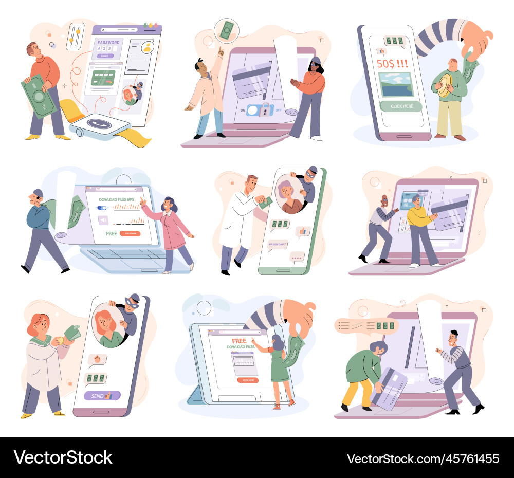 Concept of hacker attack fraud investigation Concept of hacker attack fraud investigation vector image