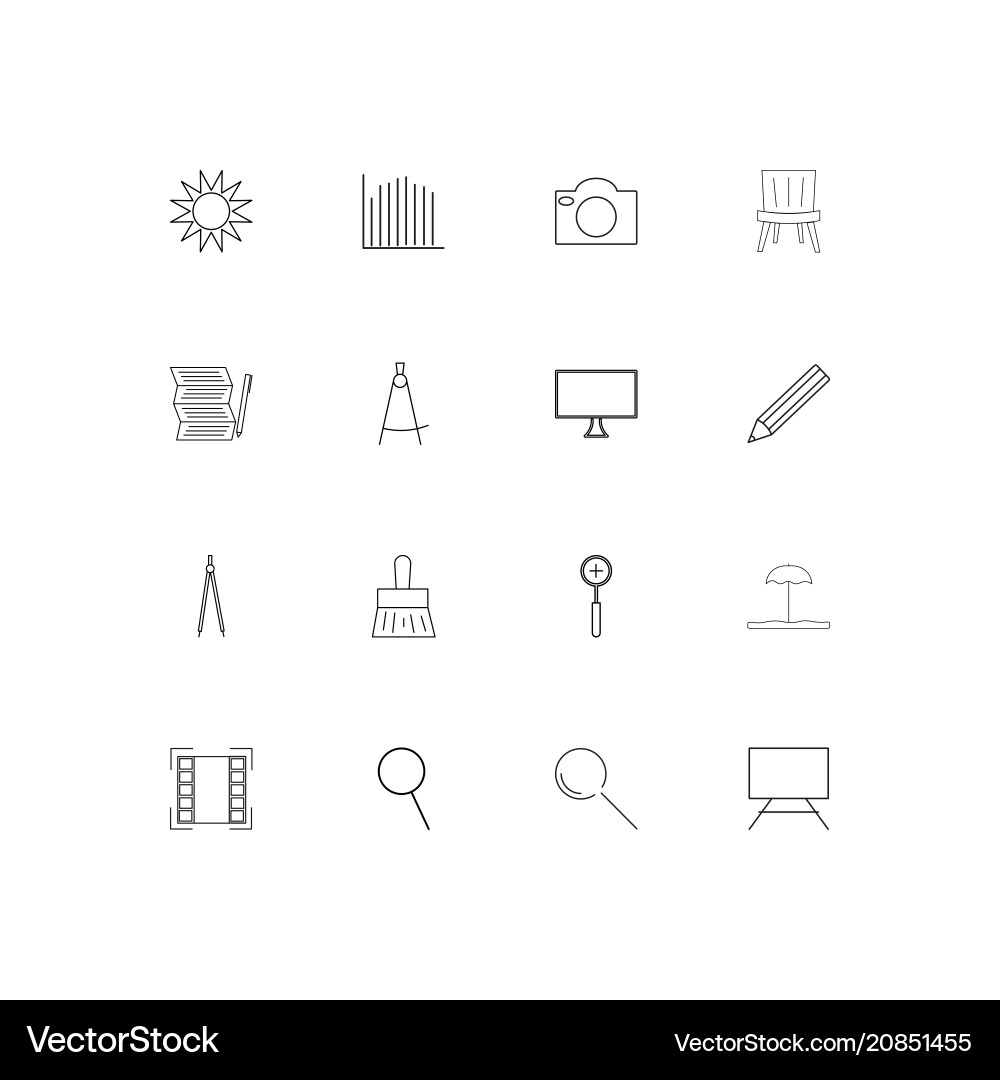 Creative process and design linear thin icons set Vector Image