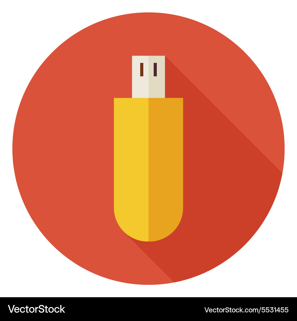 Flat computer technology usb circle icon with long vector image