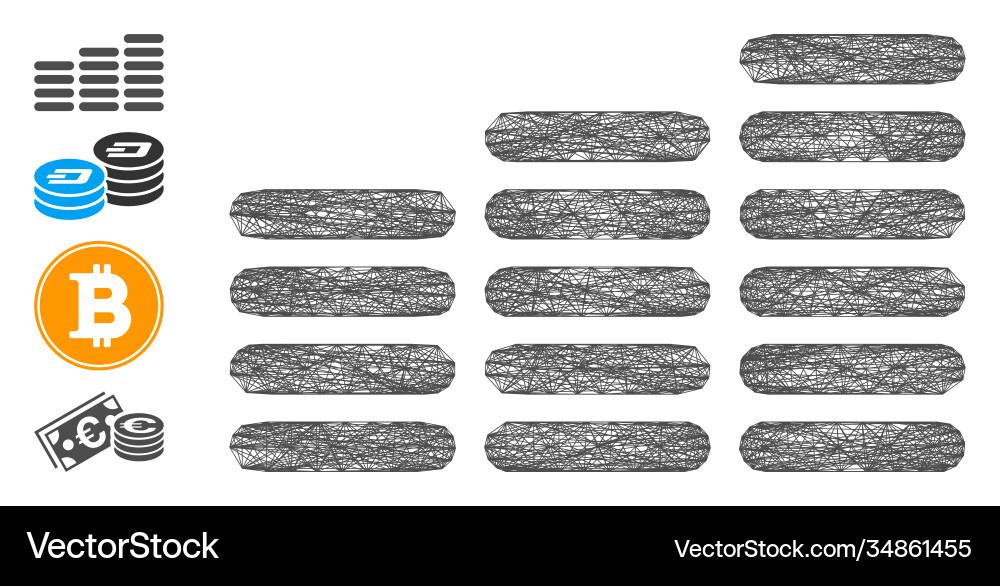 Linear coin columns mesh Vector Image