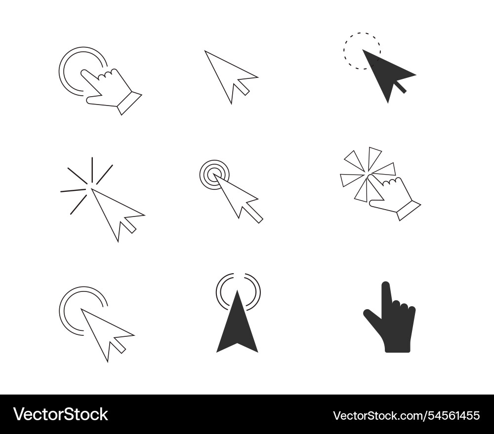 Mausklick Cursors und Zeiger-Set Symbolzeile Mausklick Cursors und Zeiger-Set Symbolzeile vektorbild