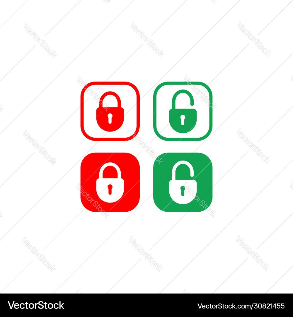 Minimal lock unlock button set padlock icon vector image