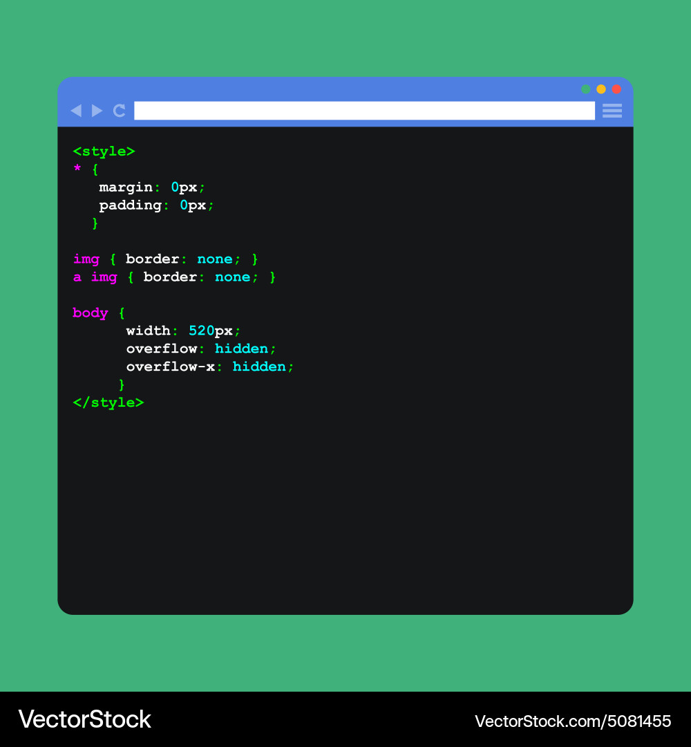 Modern Browser Window with Code vector image