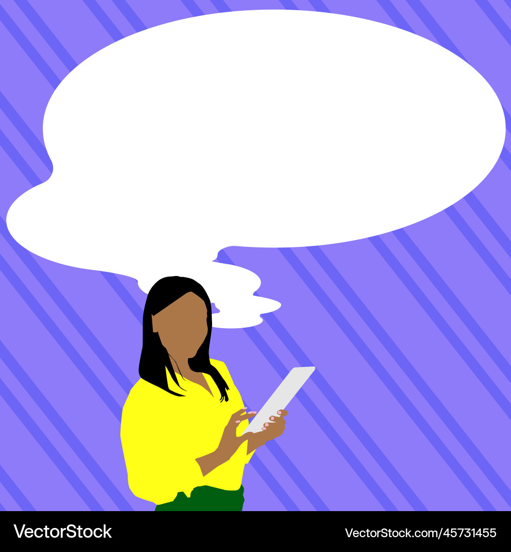 Presenter with conversation bubble showing new Presenter with conversation bubble showing new Vector Image