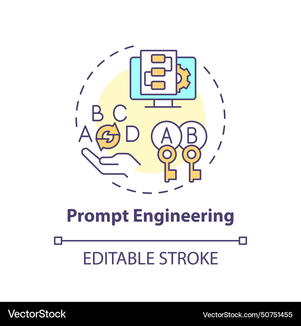 Prompt engineering multi color concept icon Prompt engineering multi color concept icon vector image