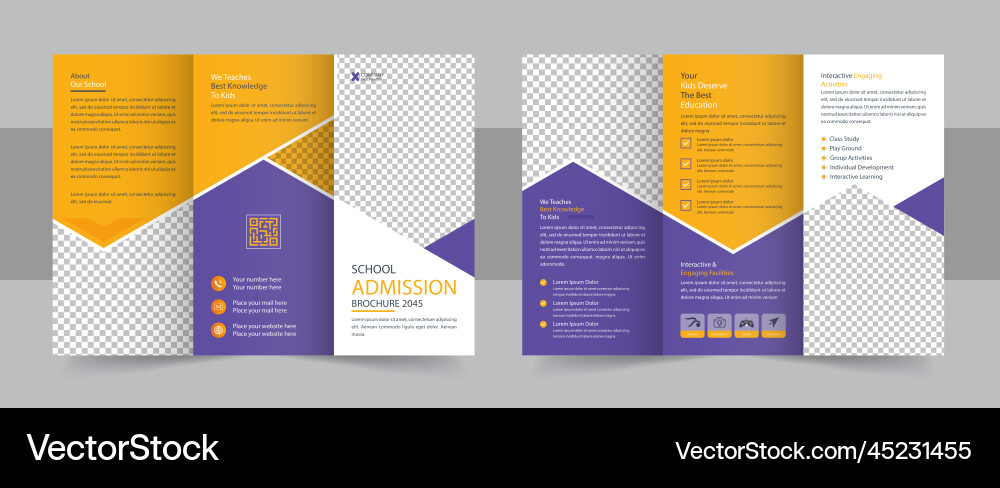 School admission trifold brochure design School admission trifold brochure design vector image
