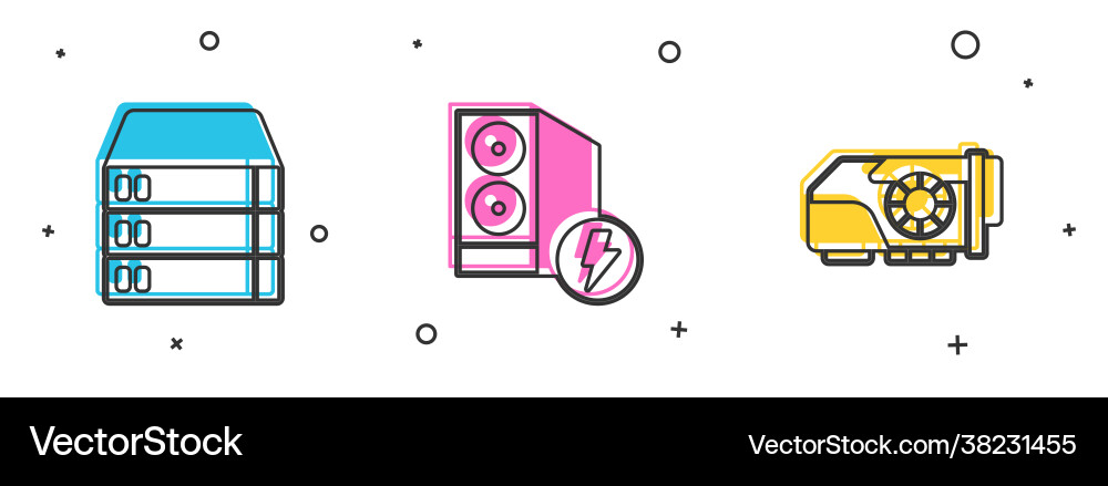 Set server data web hosting case computer vector image