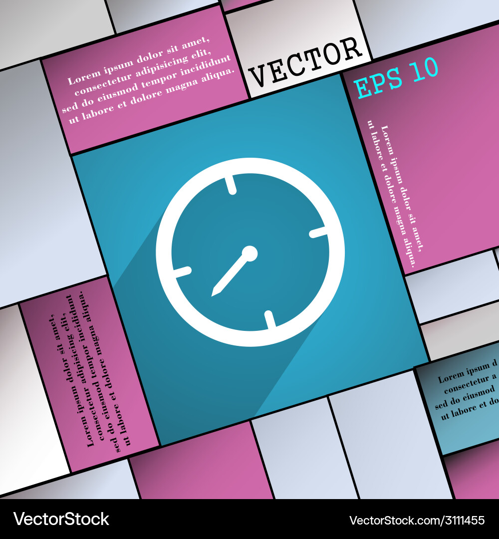 Timer icon symbol flat modern web design with long Vector Image