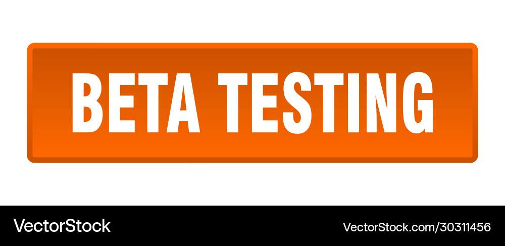 Beta testing button square orange Vector Image