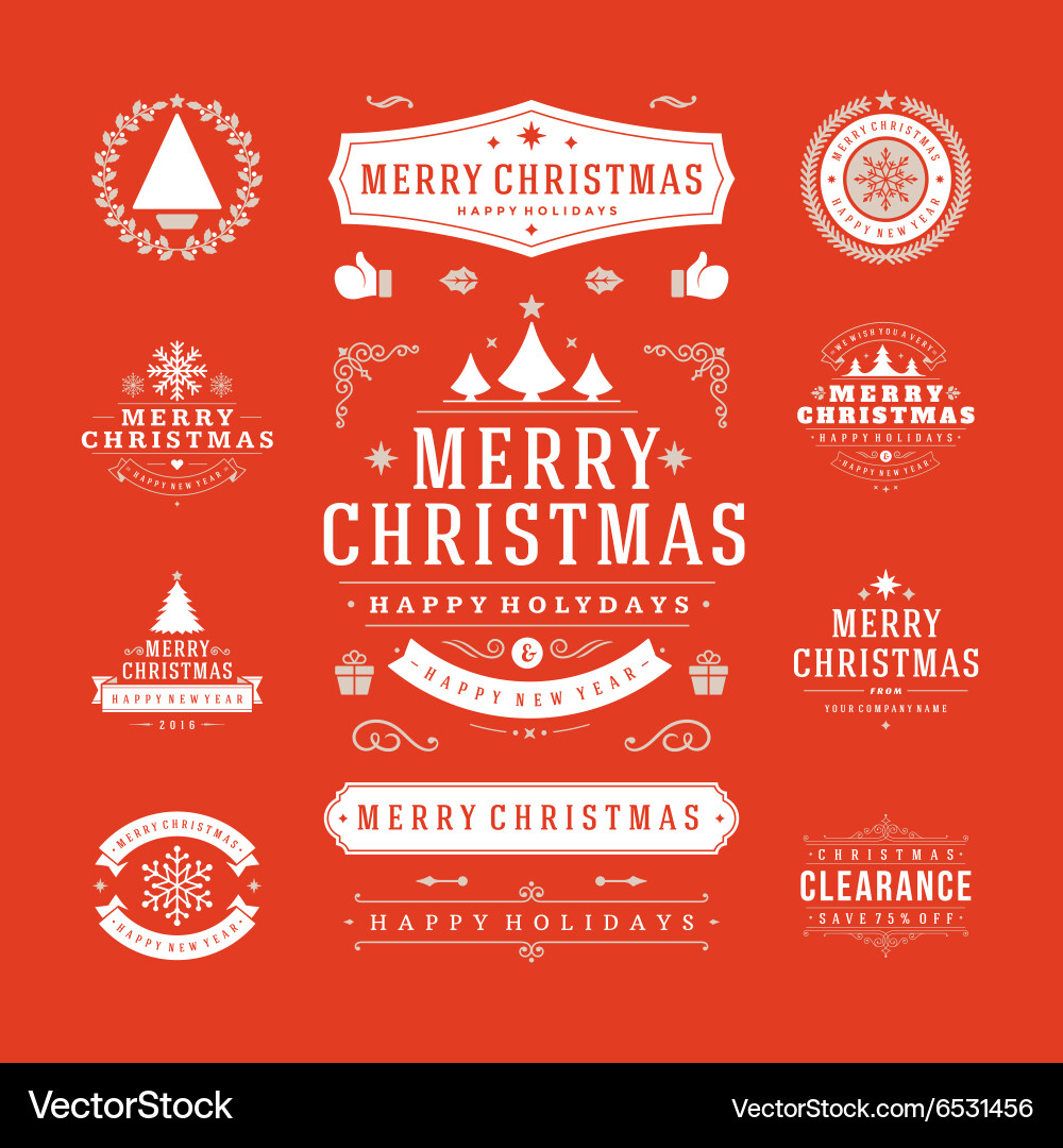 Christmas labels and badges design vector image