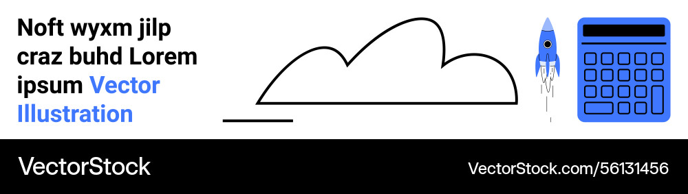 Cloud with rocket launch and calculator Cloud with rocket launch and calculator vector image