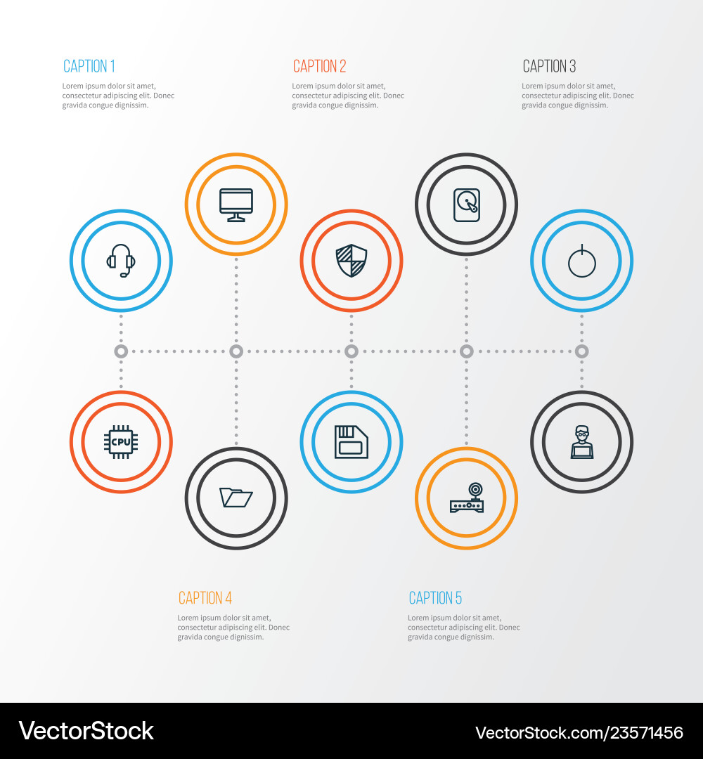 Computer icons line style set with router Computer icons line style set with router vector image