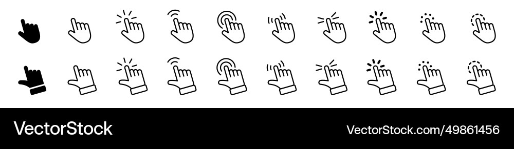 Computer mouse click cursor gray arrow icons set Computer mouse click cursor gray arrow icons set Vector Image