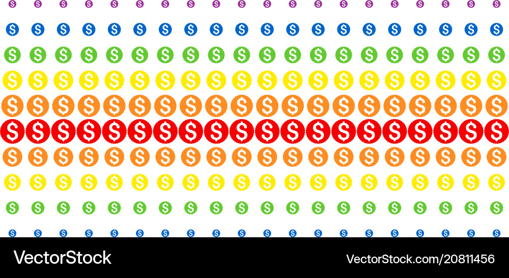 Dollar coin shape halftone spectral pattern Dollar coin shape halftone spectral pattern vector image