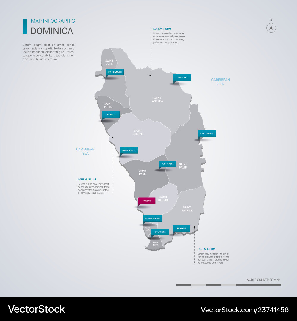 Dominica map with infographic elements pointer Dominica map with infographic elements pointer vector image