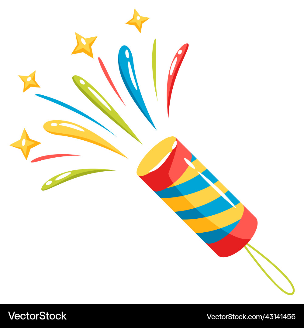 Exploding Party Popper with Confetti Vector Image