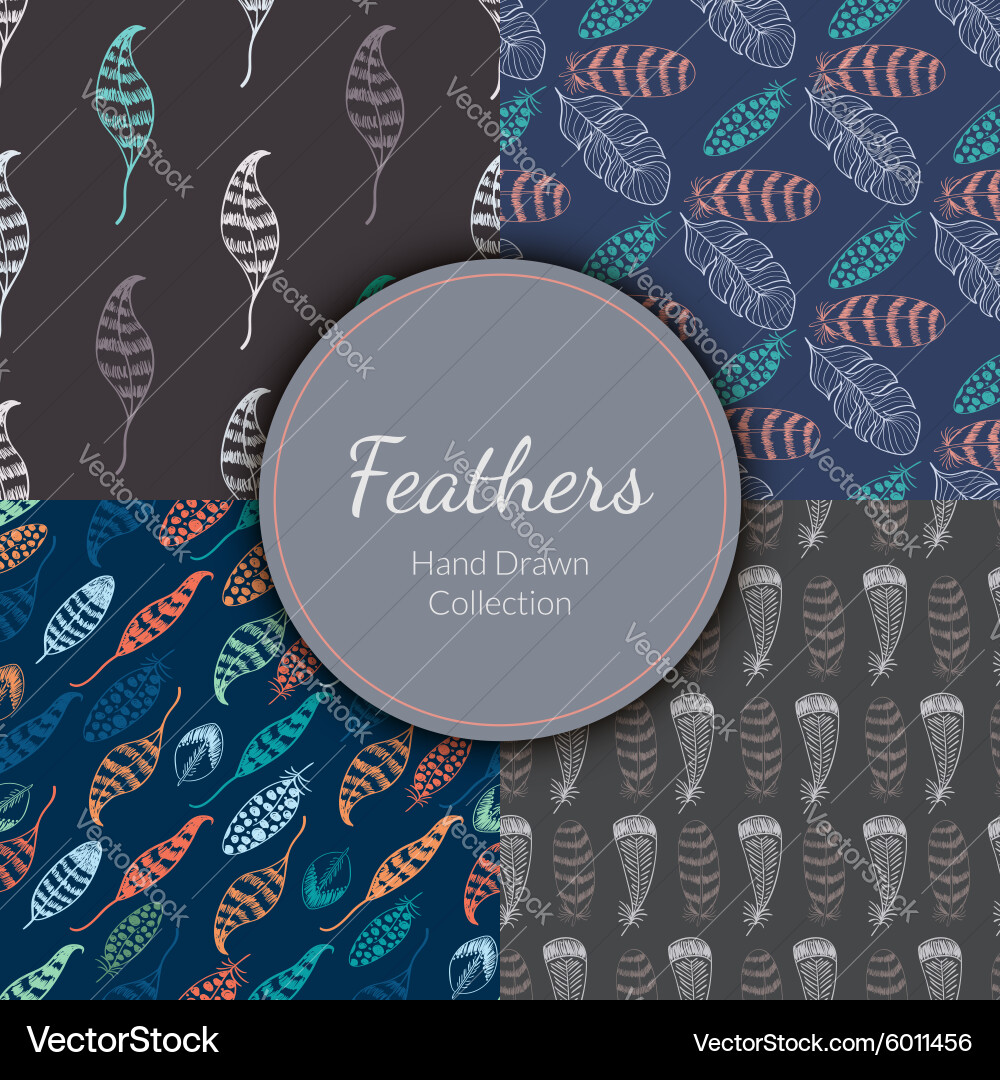 Feathered Seamless Patterns vector image