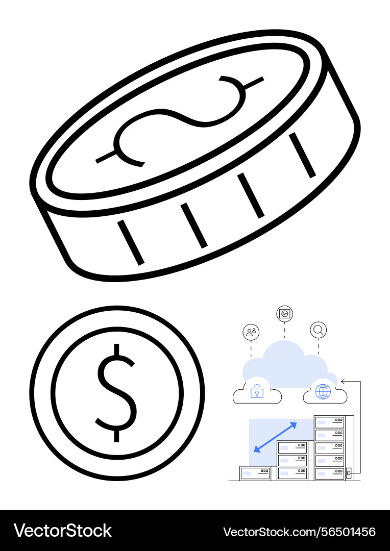 Financial growth with cloud networking and data vector image