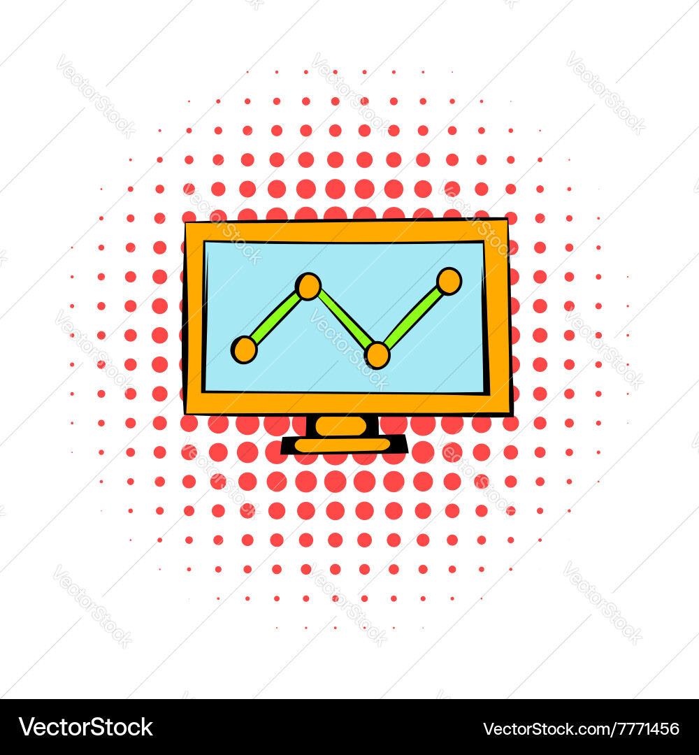 Graph on the computer monitor icon comics style vector image
