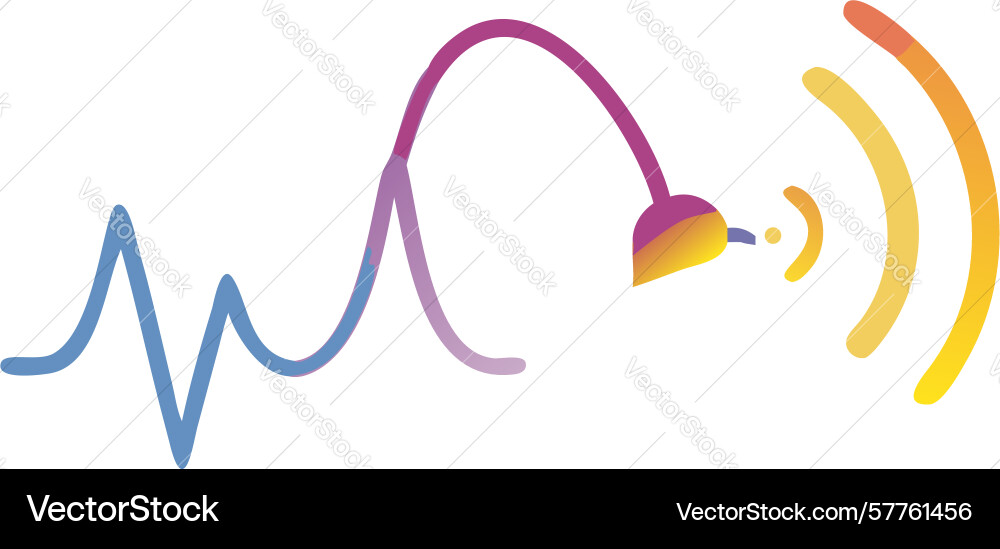 Megaphone with curved sound waves icon dynamic Vector Image