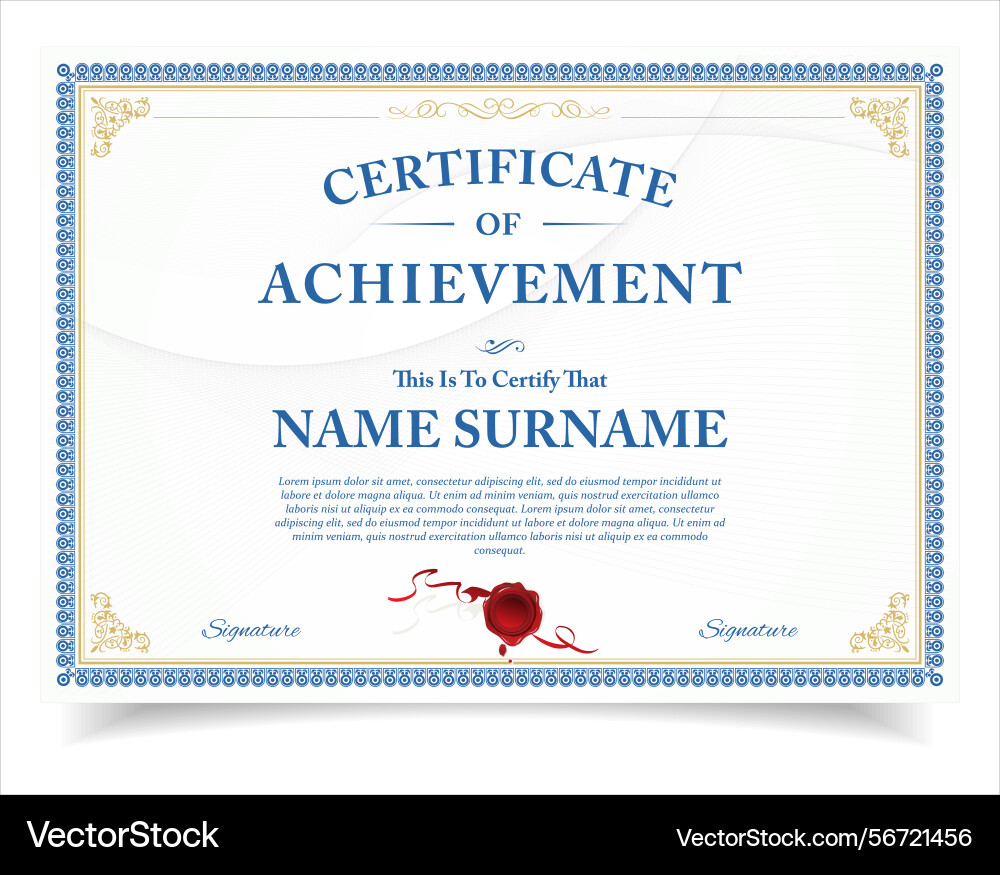 Retro certificate template design layout vector image