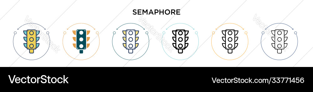 Semaphore icon in filled thin line outline Vector Image