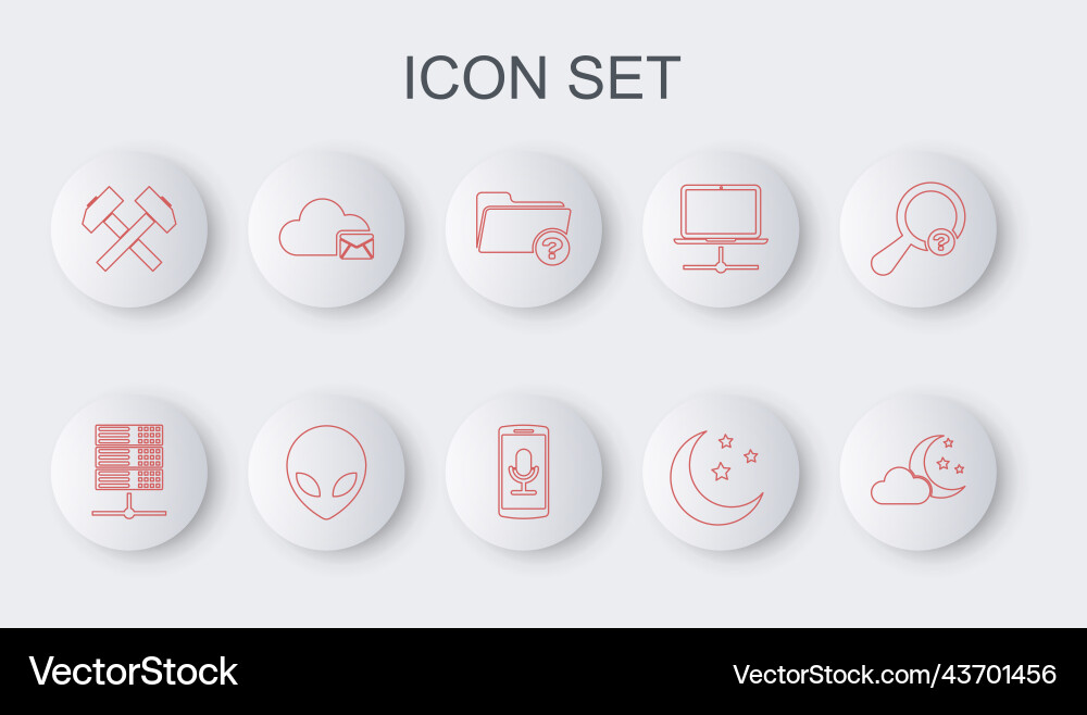 Set line cloud with moon and stars server data Set line cloud with moon and stars server data vector image