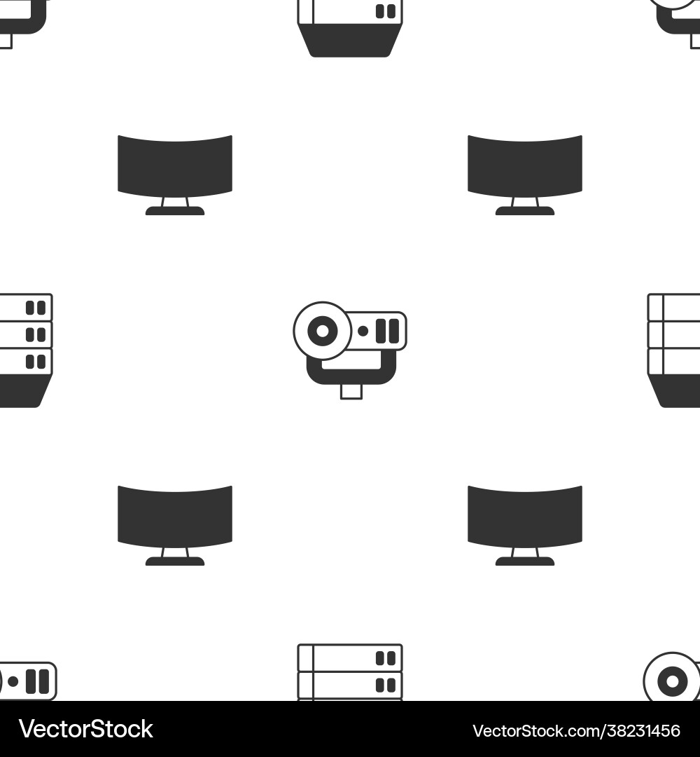 Set server data web hosting camera and computer Set server data web hosting camera and computer vector image