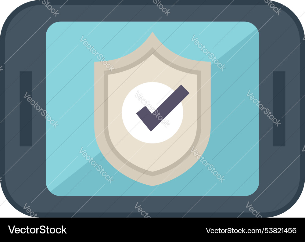 Smartphone showing security shield with check mark Smartphone showing security shield with check mark vector image