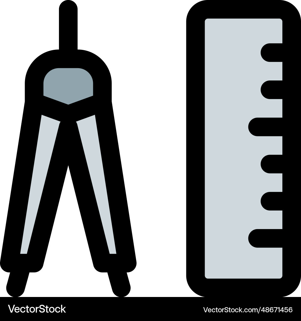 Use of ruler and divider for precise marking Vector Image