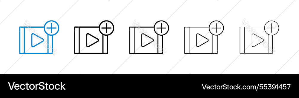 Add video icons in five different stroke sizes Add video icons in five different stroke sizes vector image