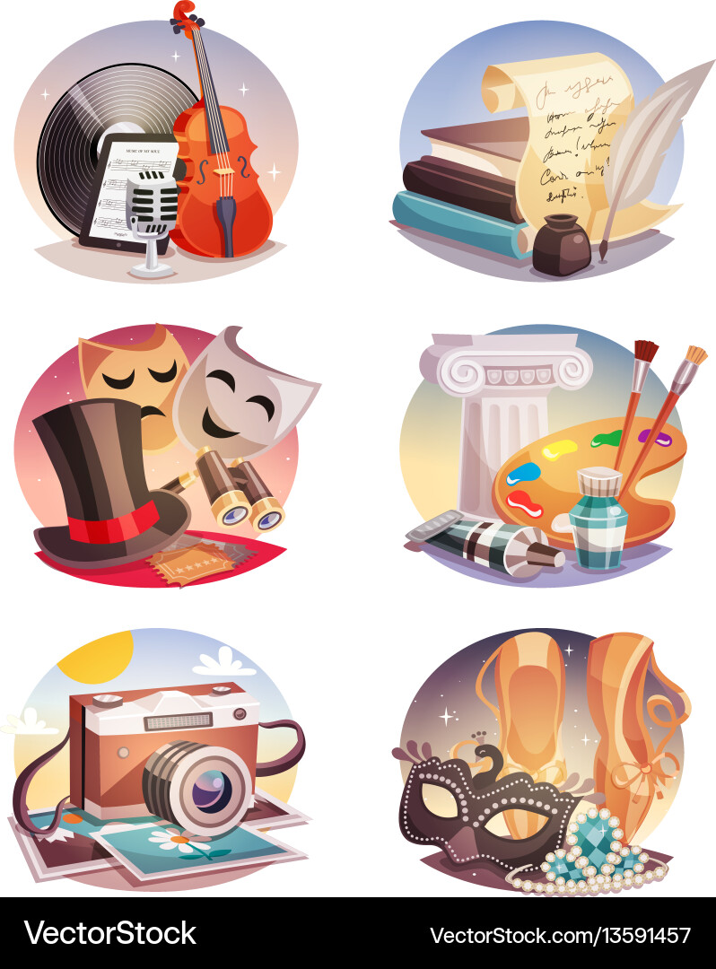 Arts & Performance Round Compositions Vector Image