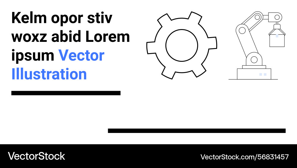 Automation gear and robotic arm with text Automation gear and robotic arm with text vector image