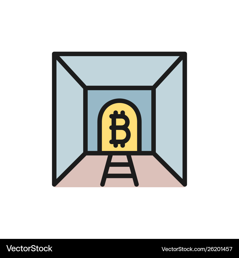 Bitcoin with tunnel mine blockchain Bitcoin with tunnel mine blockchain vector image