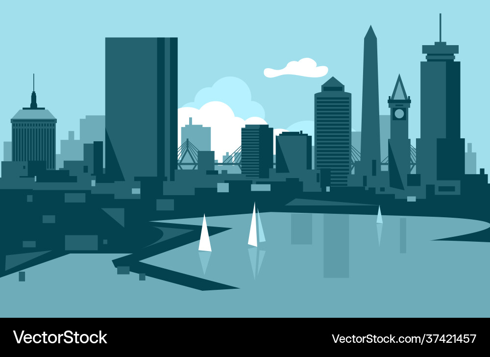 Boston Skyline at Dusk vector image