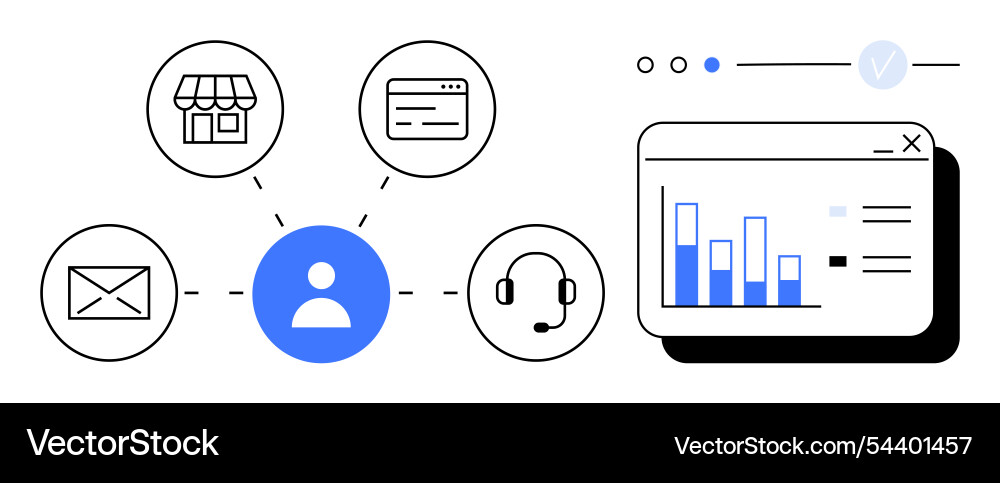 Customer management and data analysis interface Customer management and data analysis interface vector image