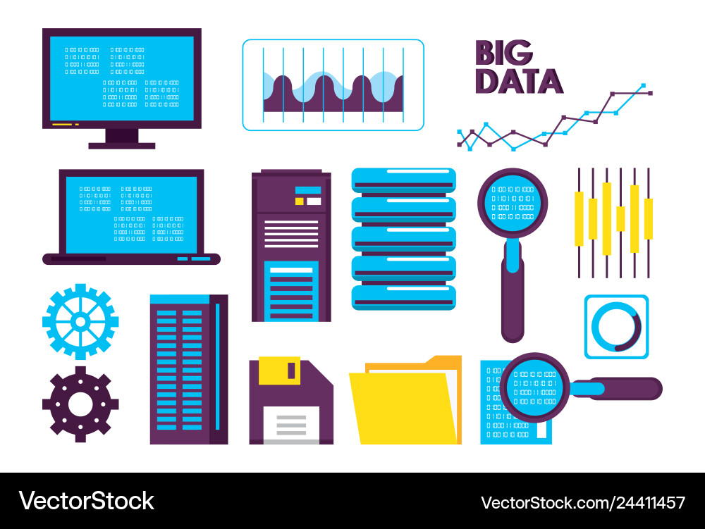 Database technology icons Database technology icons vector image