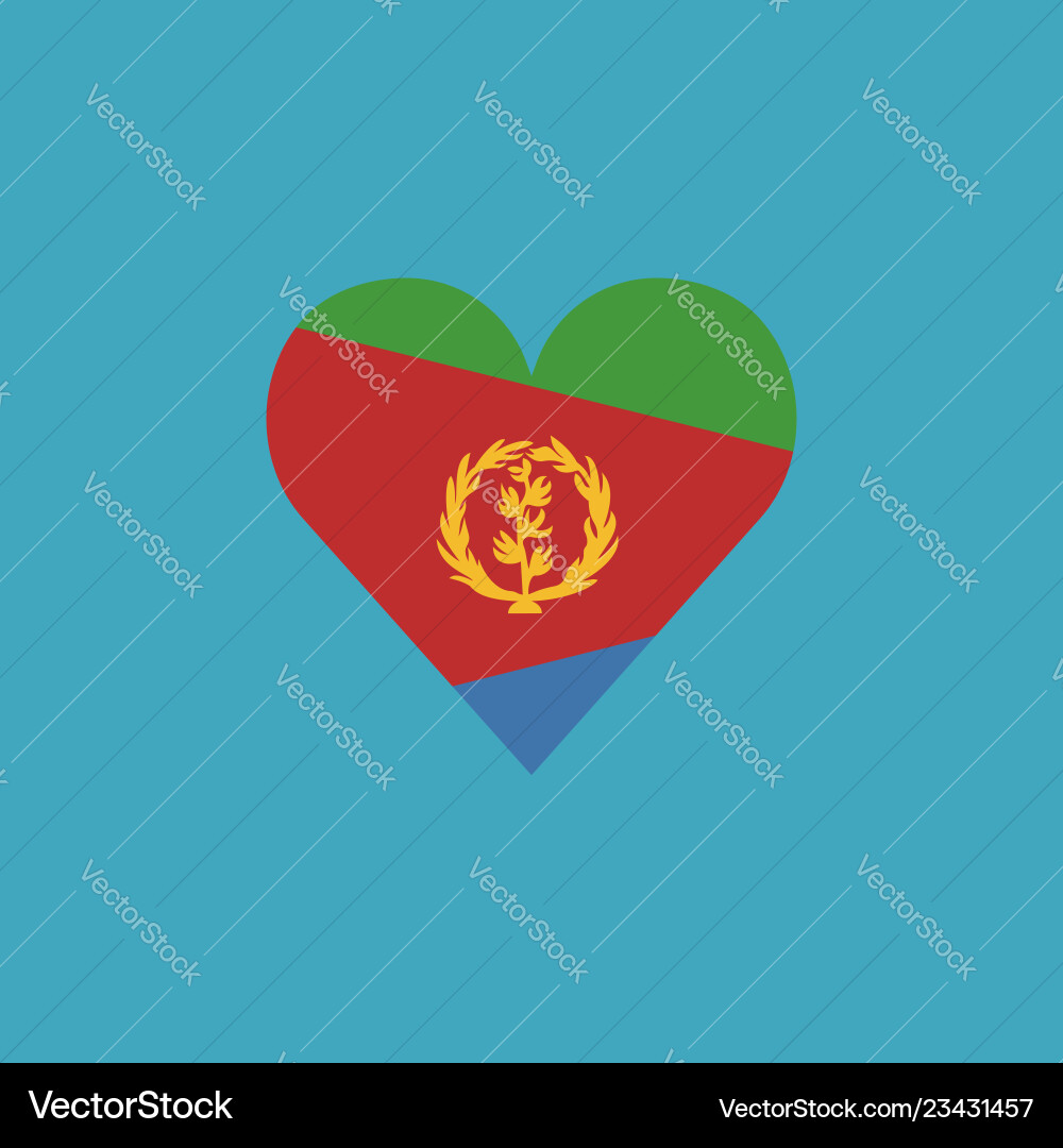 Eritrea flag icon in a heart shape flat design vector image