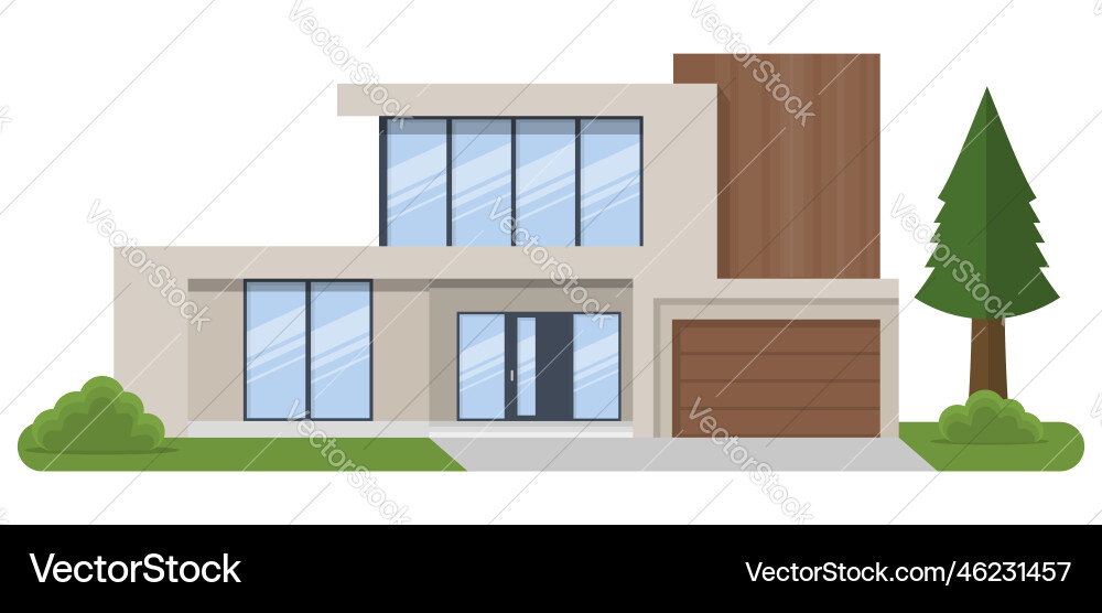Exterior of the residential house front view Exterior of the residential house front view vector image