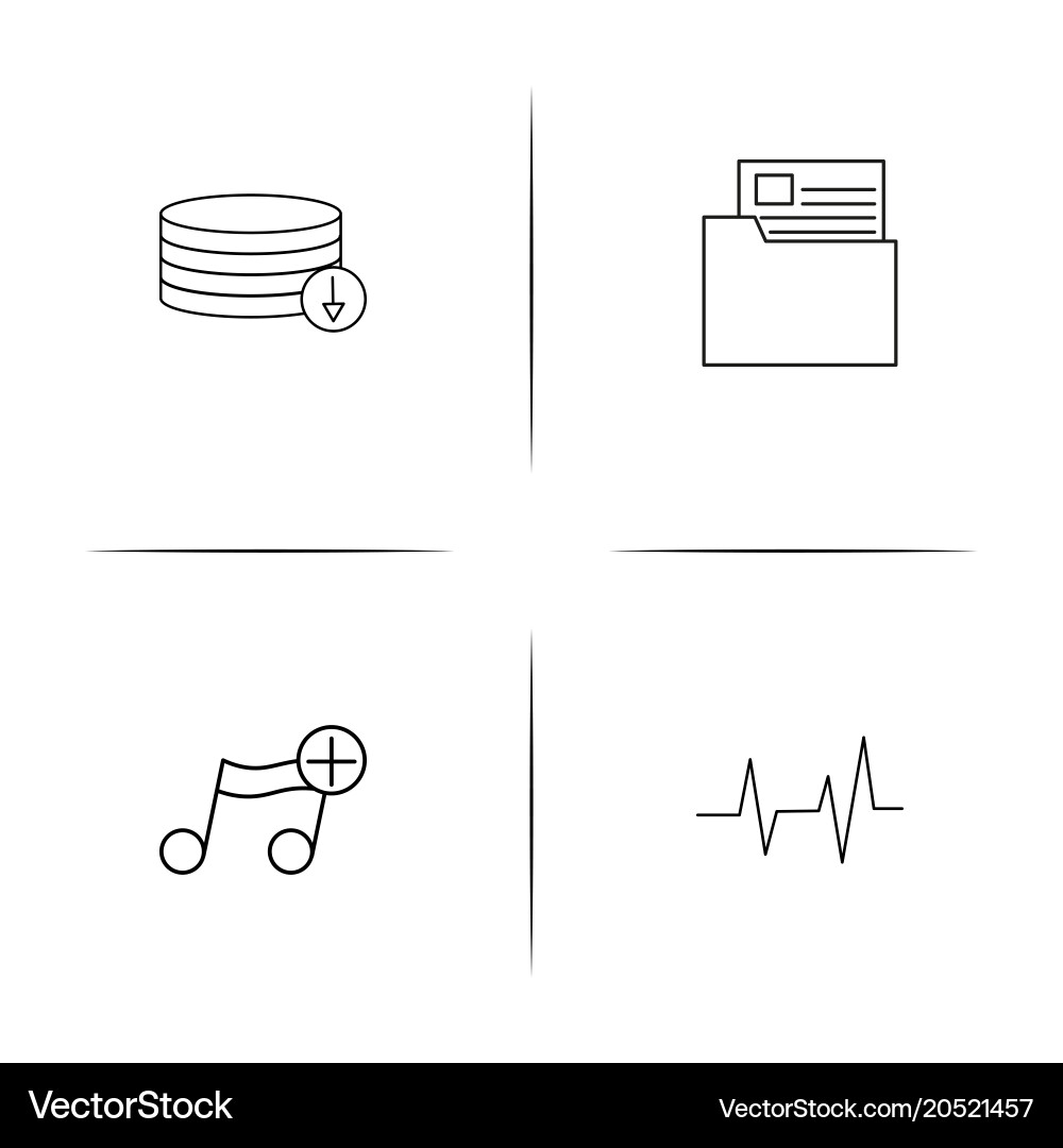 Files and folders sign simple linear icons set Vector Image