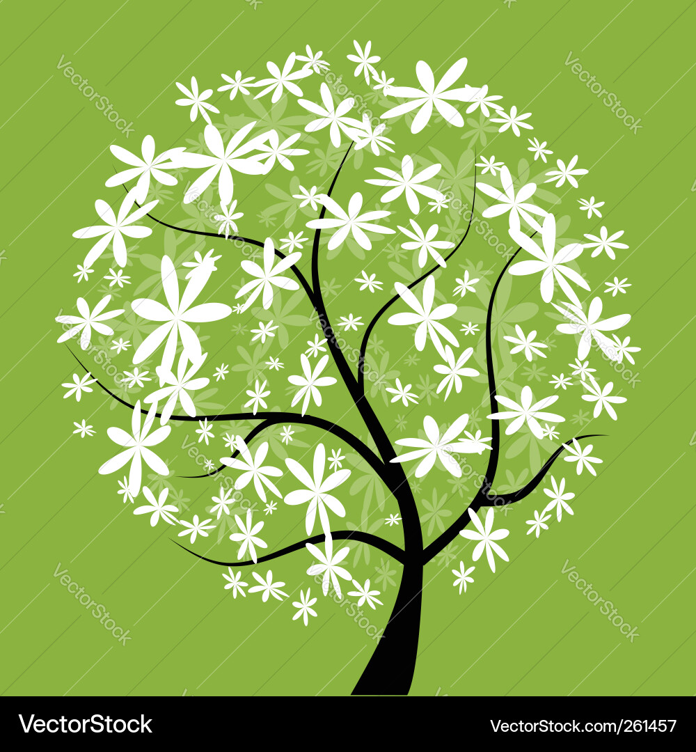Floral Tree Silhouette vector image