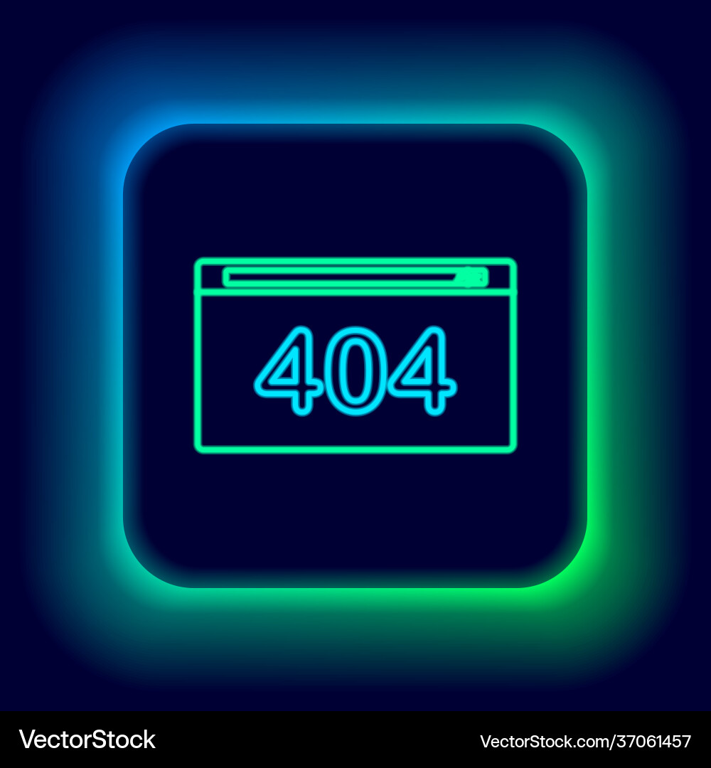 Glowing neon line page with a 404 error icon Glowing neon line page with a 404 error icon vector image