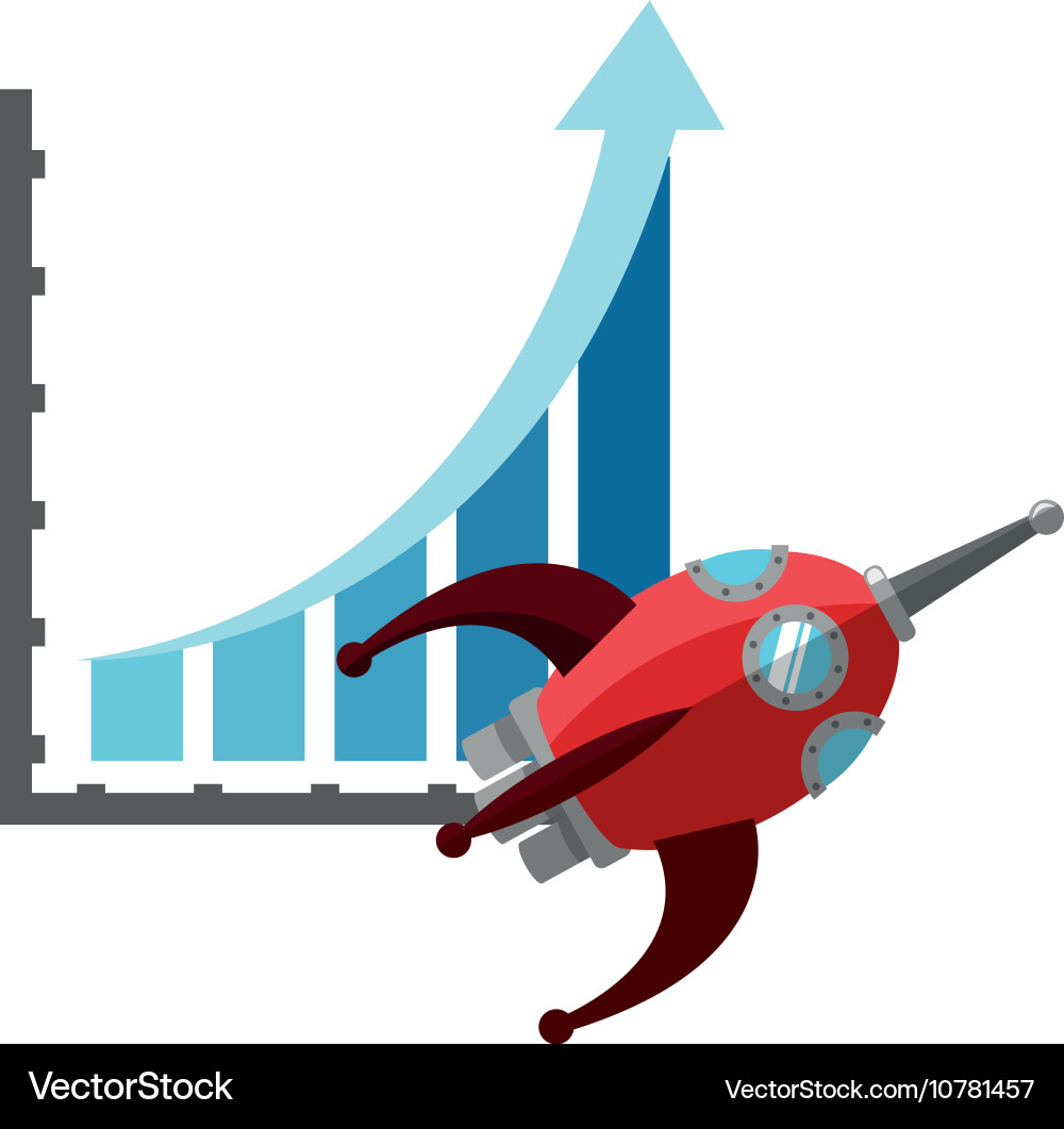 Graph chart and rocket icon Vector Image