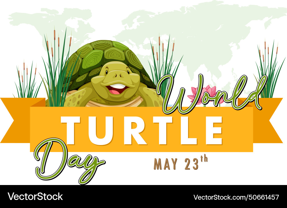Happy turtle with a world map backdrop for event Happy turtle with a world map backdrop for event Vector Image