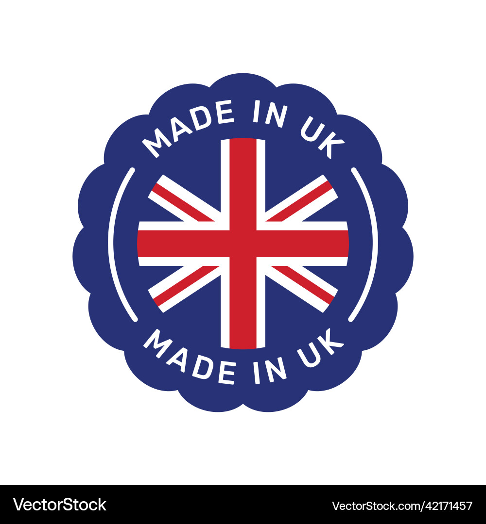 Made in uk colorful badge vector image