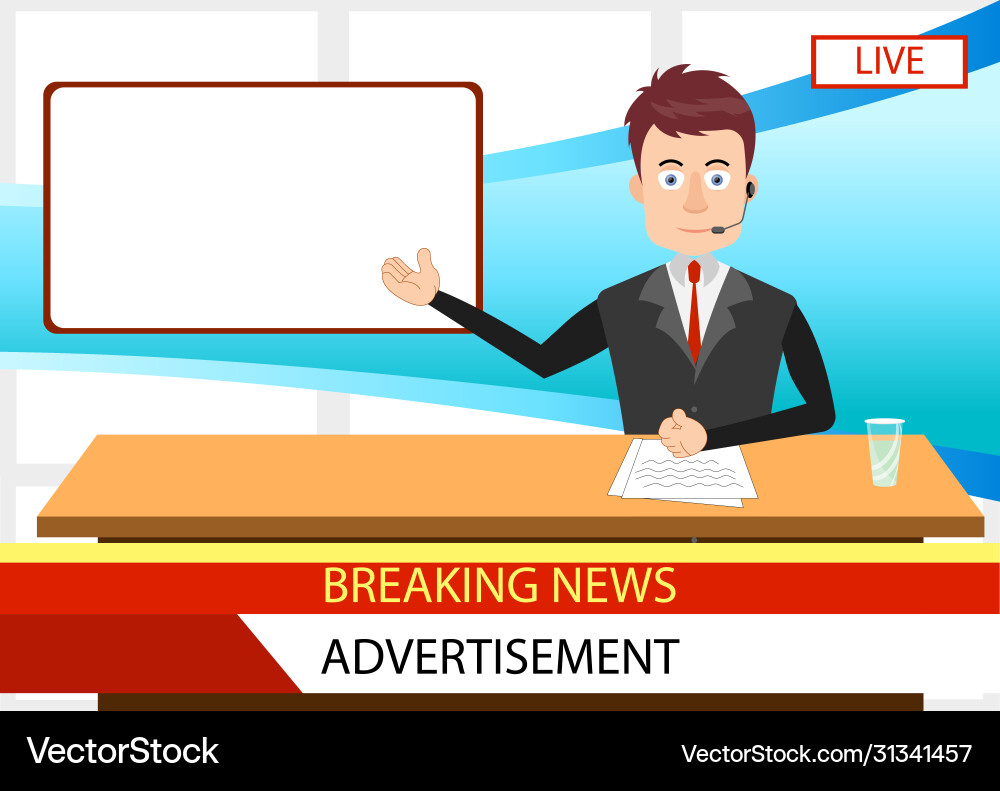 News reader character with set News reader character with set vector image