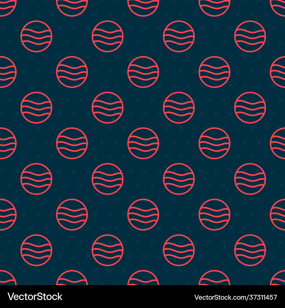 Red line planet icon isolated seamless pattern vector image